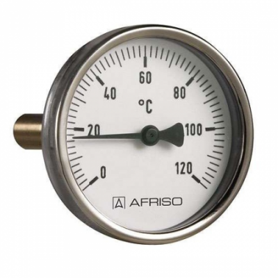 Термометр биметаллический BITh 63, 0-120С, вкладка 40 мм 1/2" аксиальный, AFRISO 63802 фото1
