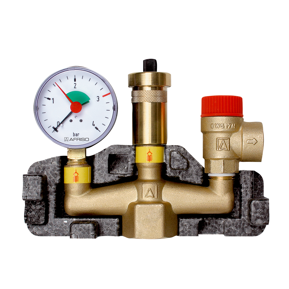 Группа безопасности котла KSG maxi, max 100 кВт, с предохранительным клапаном MS 3 бар Afriso арт. 77 581 фото1