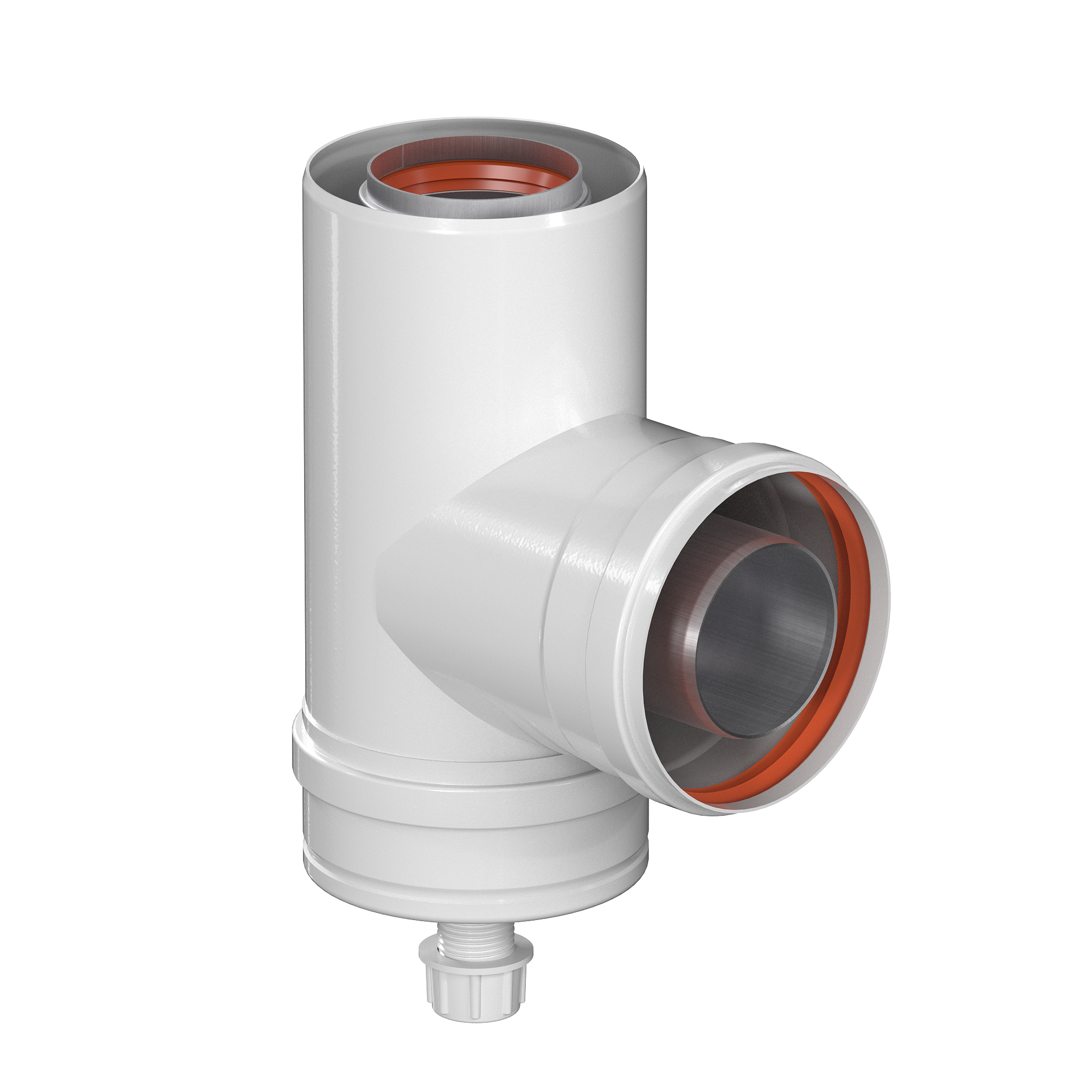 Тройник 60/100 с прочисткой и отводом конденсата KRATS TT.6060 фото1