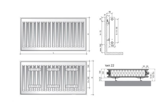 Стальной радиатор RN-STEEL Compact C22 500 мм фото2