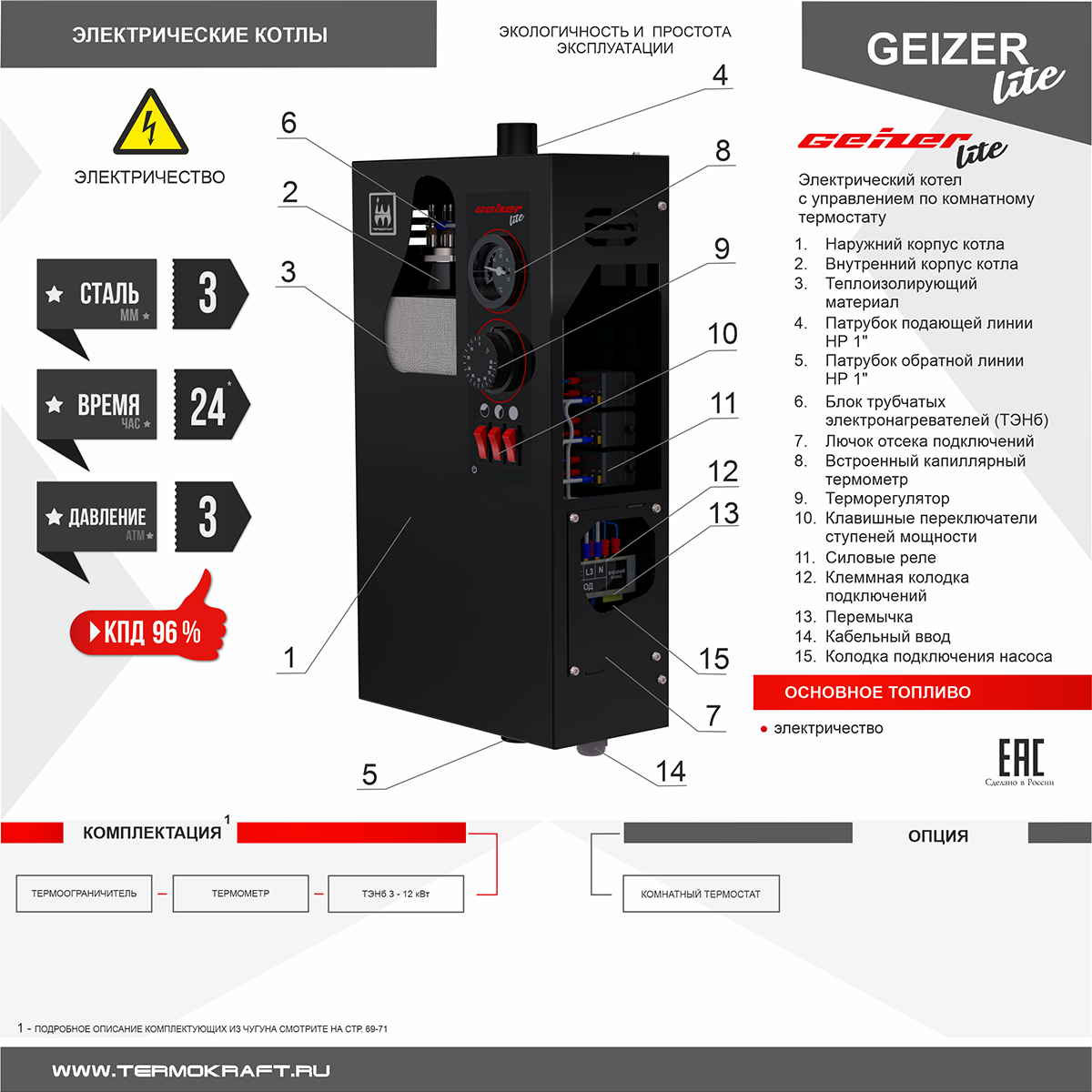 Электрический котел Термокрафт Geizer Lite 4.5 кВт / TGL-4-5 фото2