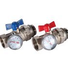 Комплект прямых шаровых кранов с термометрами 1” ROMMER (RMS-1001-030001)