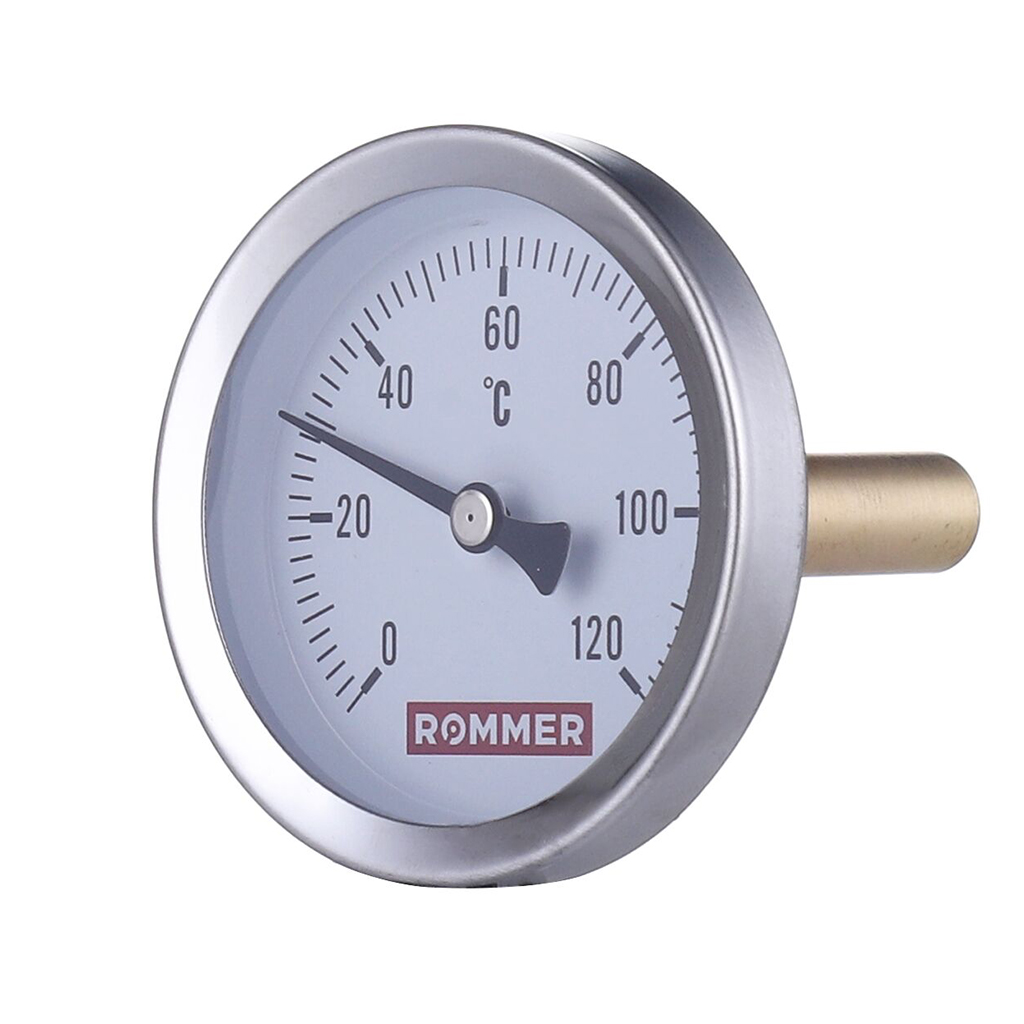 Термометр с гильзой ROMMER 63мм, длина штока 50мм (0-120 С) G1/2 (RIM-0001-635015) фото1