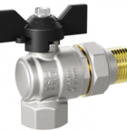 Кран шаровый угловой с американкой 3/4" нар.-вн. бабочка (со сгоном) PN 40 LD (LD 47.206.20)