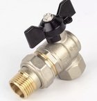 Кран шаровый угловой с американкой 3/4" нар.-вн. бабочка (со сгоном) PN 40 LD (LD 47.206.20)