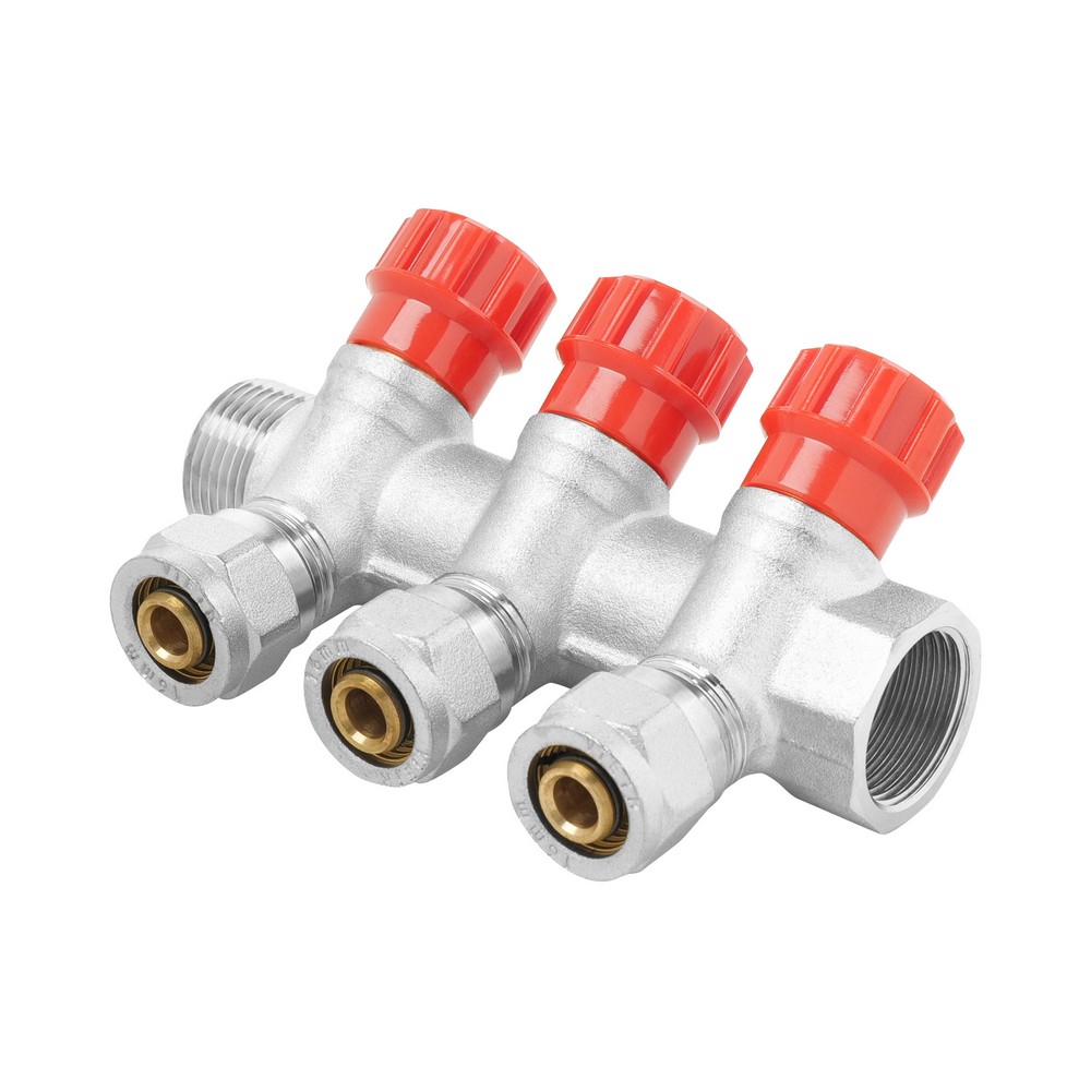 Коллектор регулирующий с вентилями и цангами VIEIR 3/4″x16 VR503 (ЕК) 3 выхода фото1