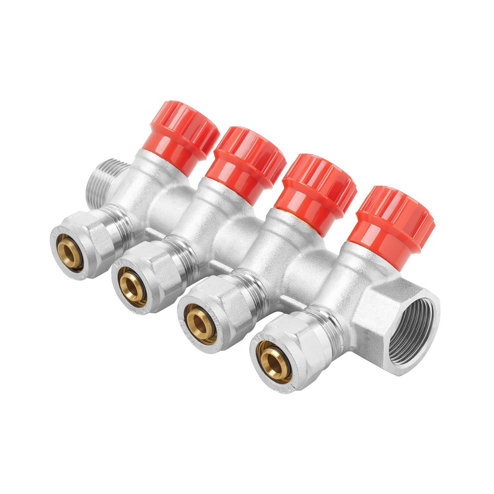 Коллектор регулирующий с вентилями и цангами VIEIR 3/4″x16 VR504 (ЕК) 4 выхода фото1