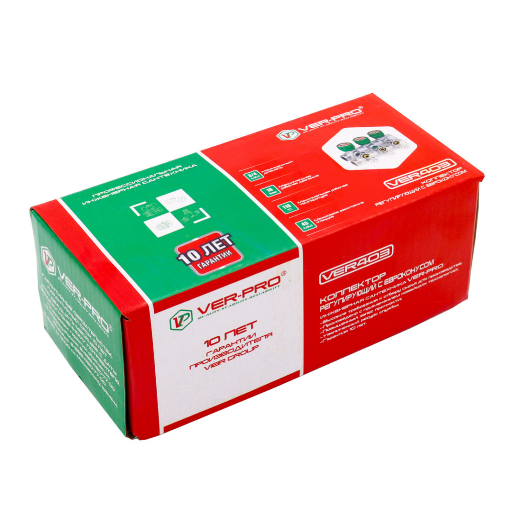 Коллектор регулирующий с вентилями и цангами VIEIR 3/4″x16 VR502 (ЕК) 2 выхода фото2