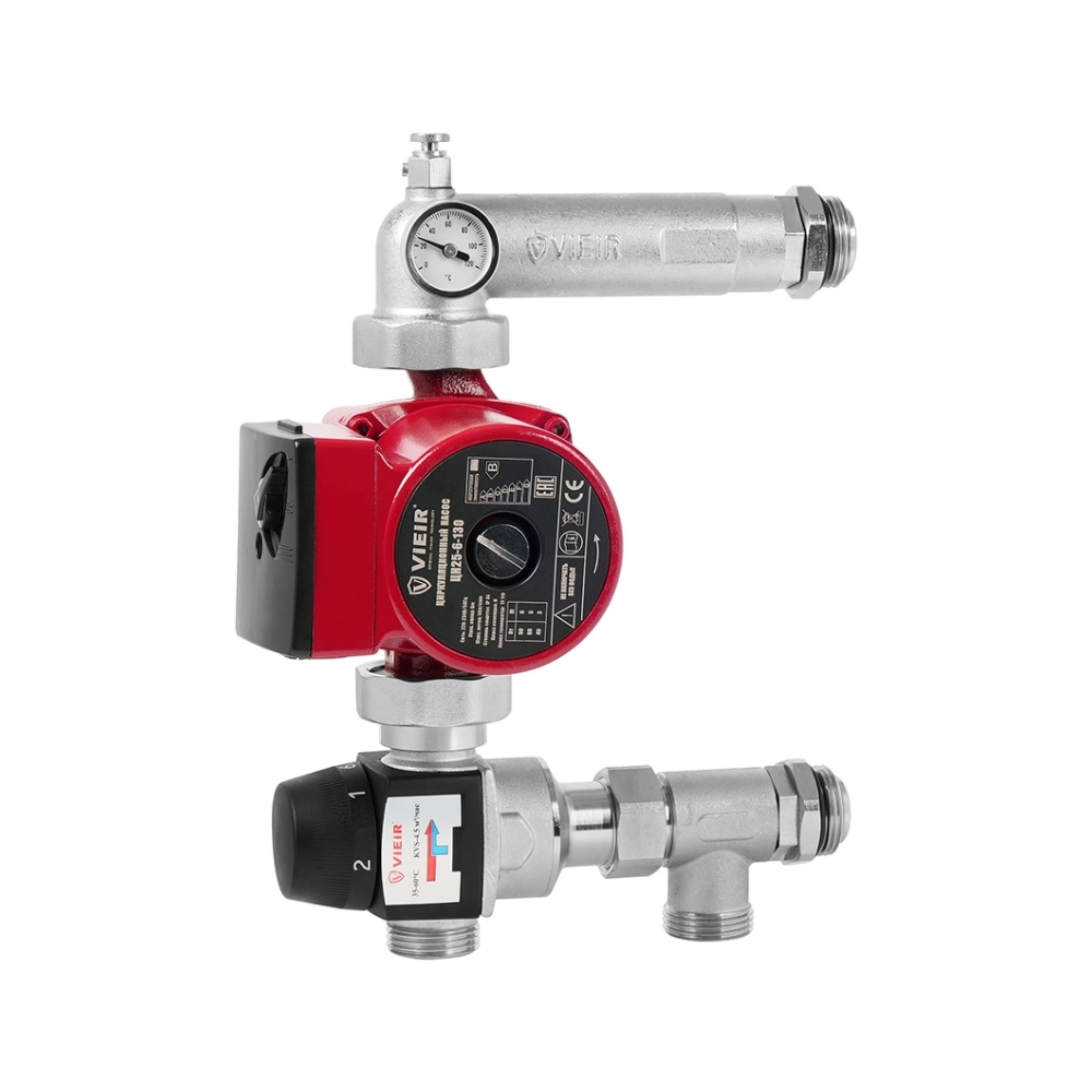 Насосно-смесительный узел для теплого пола 1″ 35-60 °С KVS 4.5 VIEIR без насоса (VR200) 130/180 мм фото1