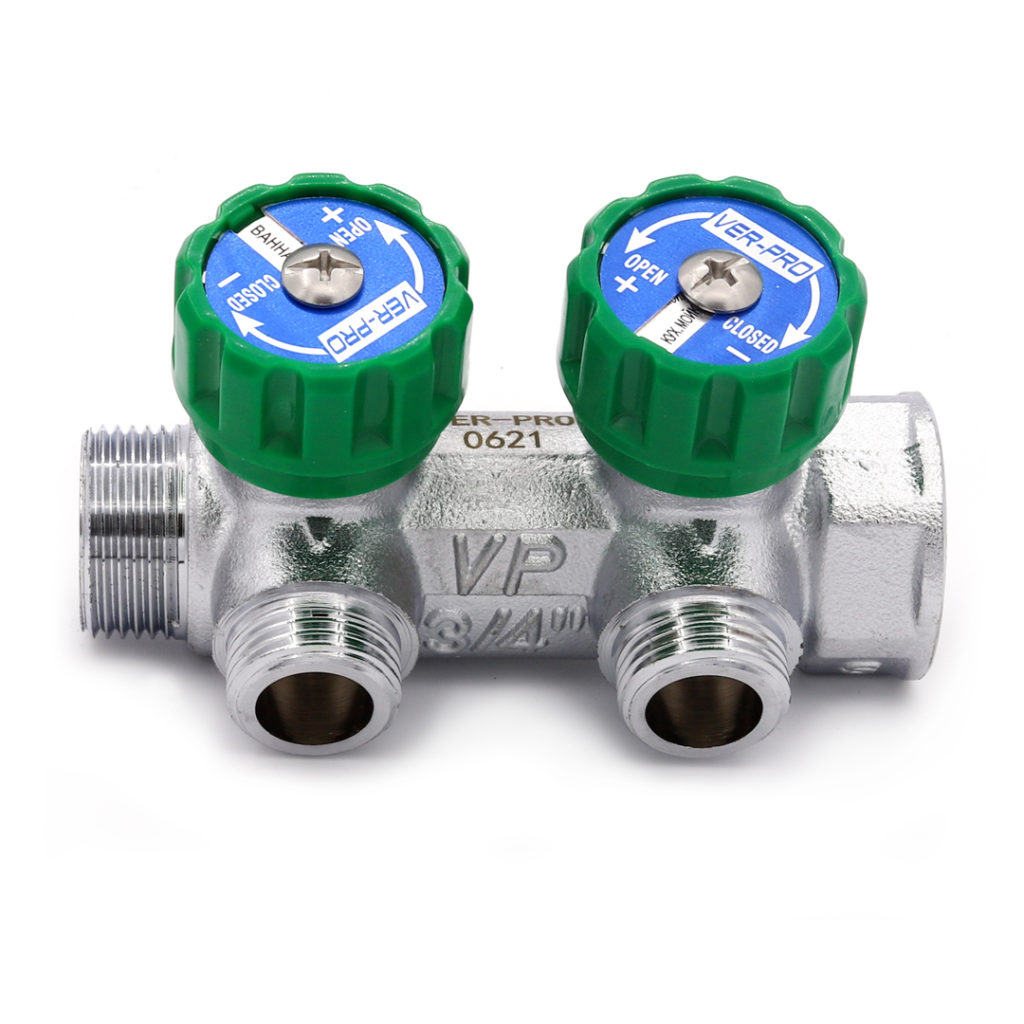 Коллектор латунный с регулирующими вентилями Vieir VER402-A 3/4"x1/2" (VER) фото1
