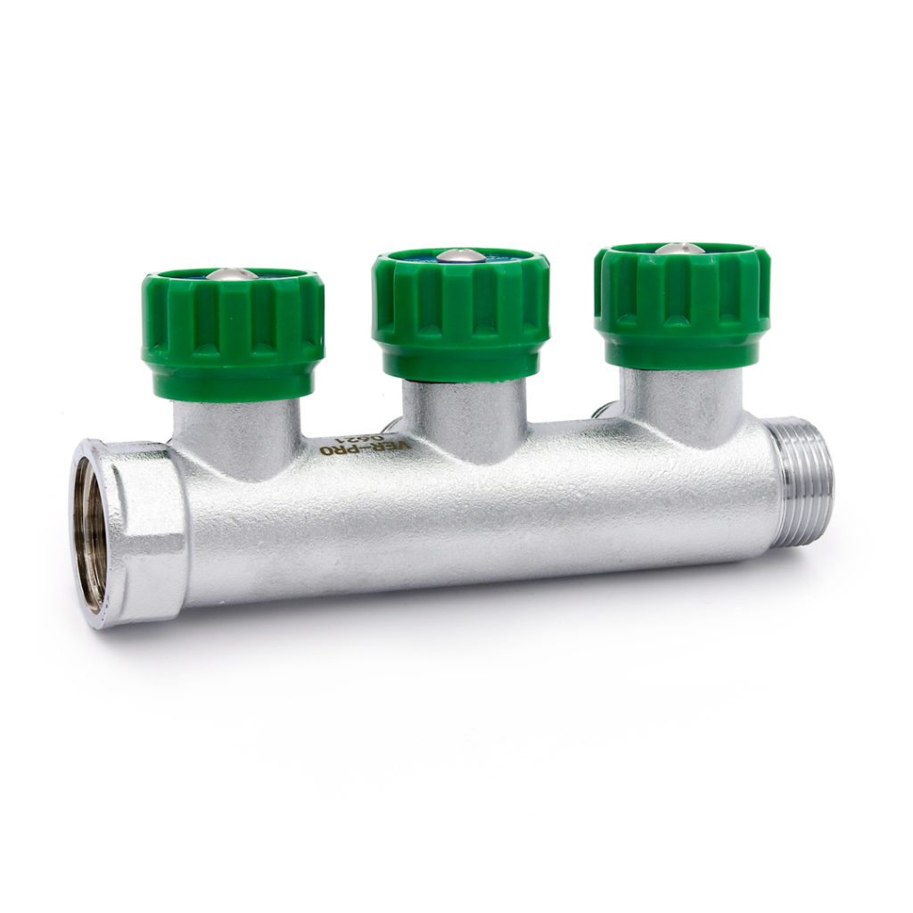 Коллектор латунный с регулирующими вентилями Vieir VER403-A 3/4"x1/2" (VER) фото2