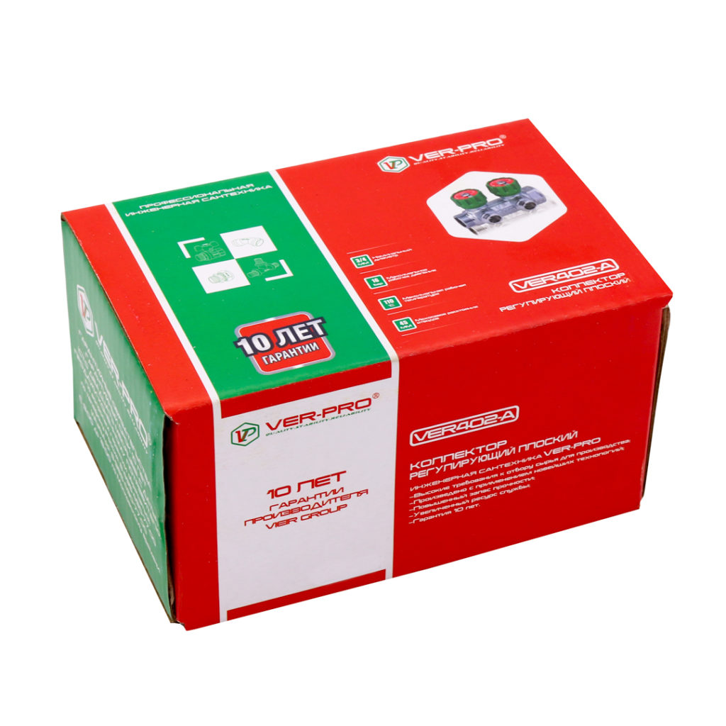 Коллектор латунный с регулирующими вентилями Vieir VER403-A 3/4"x1/2" (VER) фото4