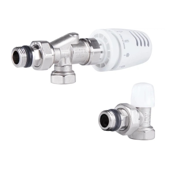 Термоcтатический комплект радиаторных кранов ICMA 1/2" осевой (с термоголовкой) фото1