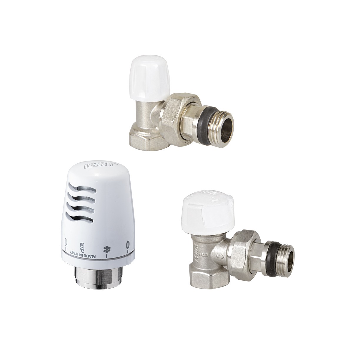 Термоcтатический комплект радиаторных кранов ICMA 1/2" угловой (с термоголовкой) фото1