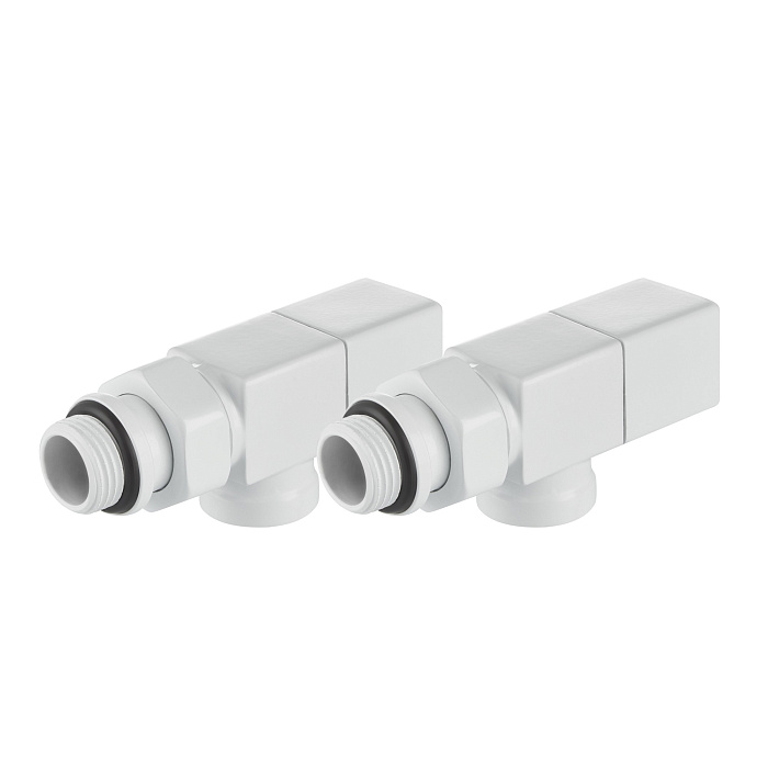 Набор дизайн-вентилей Royal Thermo CUBE, осевой (белый) 1/2" RTE 56.0003 фото2