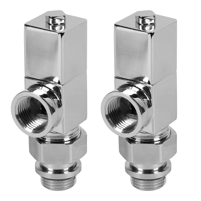 Набор дизайн-вентилей Royal Thermo CUBE, осевой (хром) 1/2" RTE 56.003 фото1