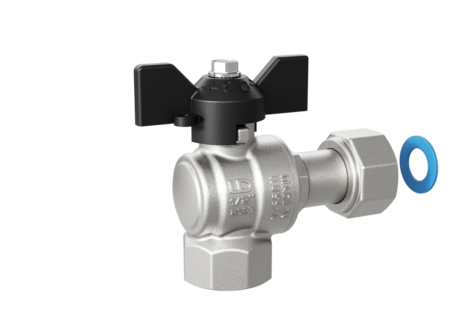 Кран шаровой латунный угловой с накидной гайкой 1/2" LD Pridе Арт. LD 47.246.15 фото1