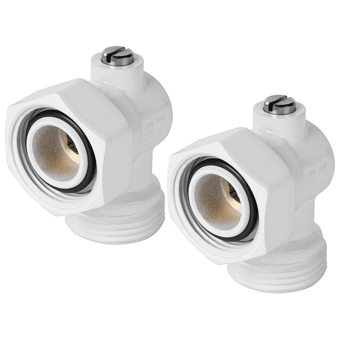 Набор нижнего подключения Royal Thermo угловой раздельный 3/4х3/4ЕК (белый) фото1