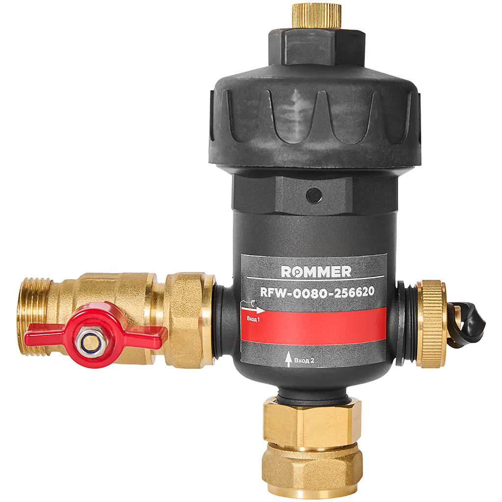 Магнитный сепаратор шлама ROMMER RFW-0080-256620 для настенных котлов НР 3/4 x НГ 3/4 корпус- композит фото1
