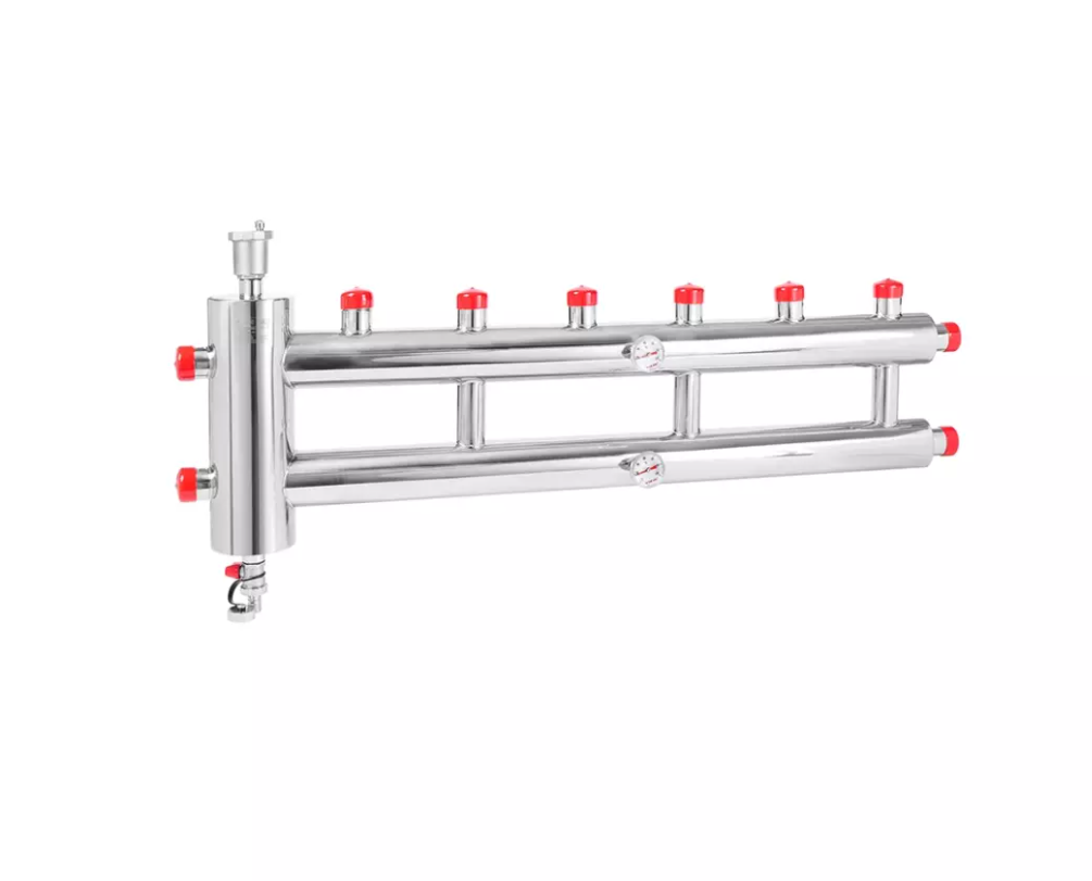 Гидравлический разделитель с воздухоотводчиком, совмещенный с коллектором 3+1 выхода VIEIR VHSC25-3.1 фото1