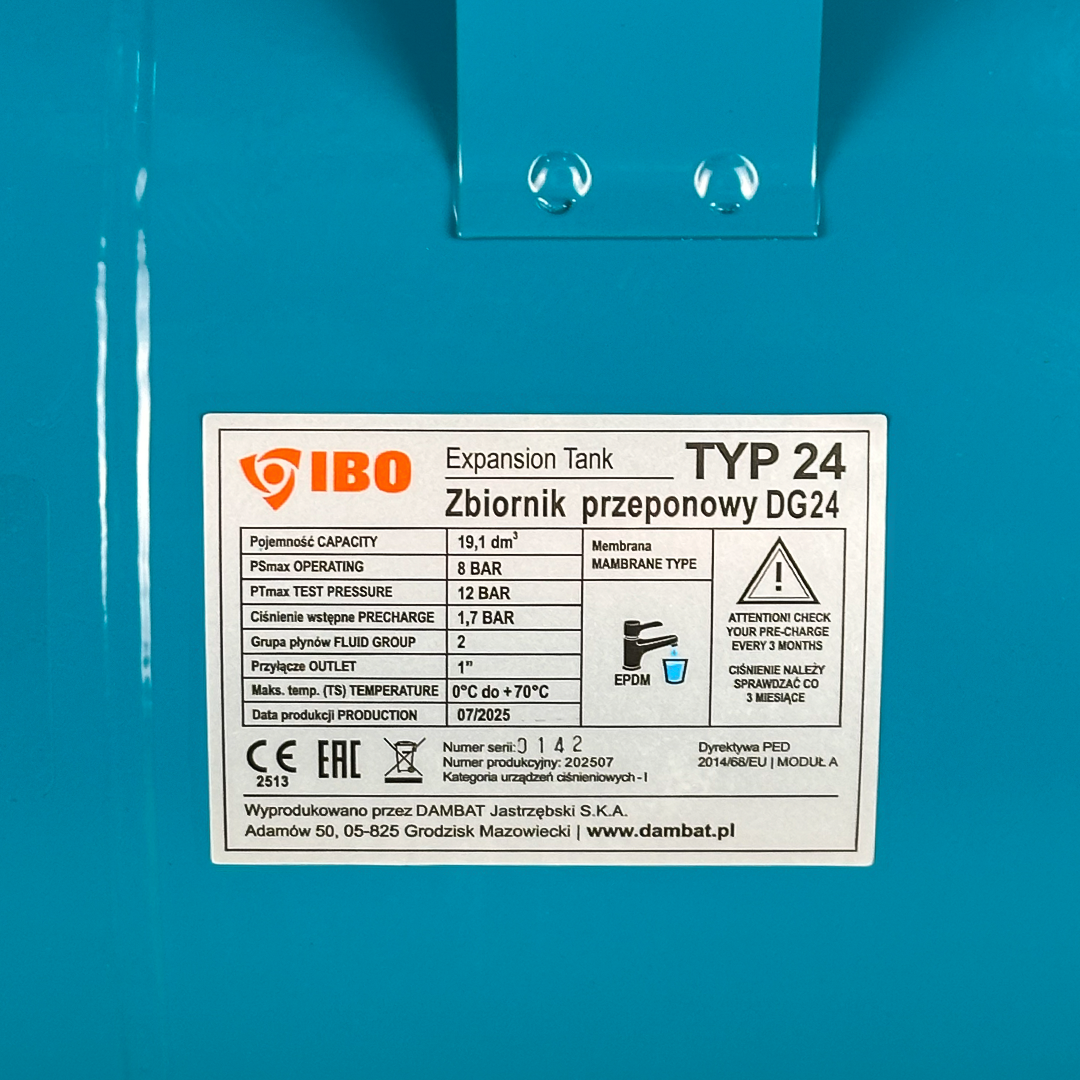 Гидроаккумулятор для воды горизонтальный IBO H 24 л фото7