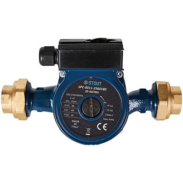 Насос циркуляционный STOUT 25/60-180 (SPC-0011-2560180) с латунными гайками фото1