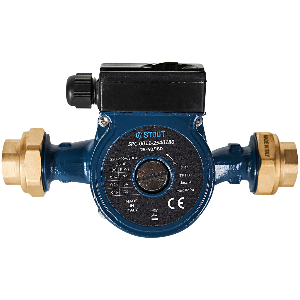 Насос циркуляционный STOUT 25/40-180 (SPC-0011-2540180) с латунными гайками фото1