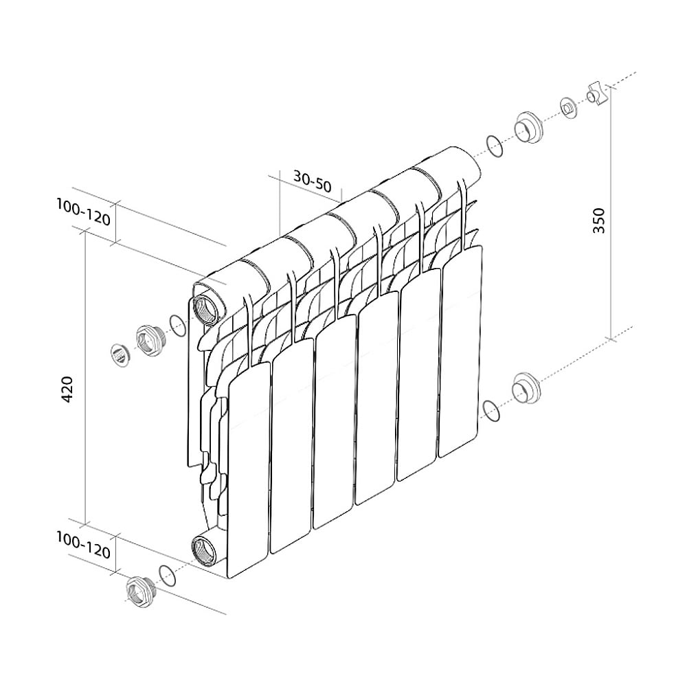 Биметаллические радиаторы Royal Thermo Revolution Bimetall B 350/80, 1 секция фото5