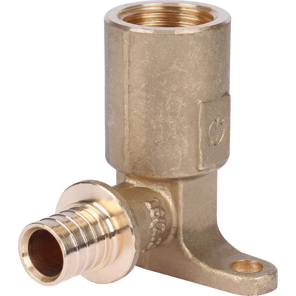 Угольник настенный с креплением STOUT 16x1/2" для труб из сшитого полиэтилена аксиальный длинным нарезным патрубком, SFA-0032-001612 фото1