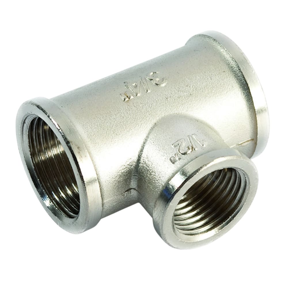 Тройник переходной ВР 3/4" x 1/2" x 3/4" латунный никелированный General Fitings арт. 270013N050405A фото1