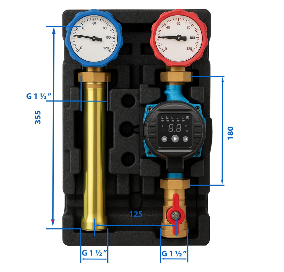 Насосная группа с прямым контуром 1" TECline с насосом TECline LPS25-6ВР арт.T1 фото1