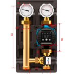 Насосная группа с трехходовым термостатическим смесительным клапаном 1" TECline Kvs 3,2 с насосом TECline LPS25-6ВР арт.T2