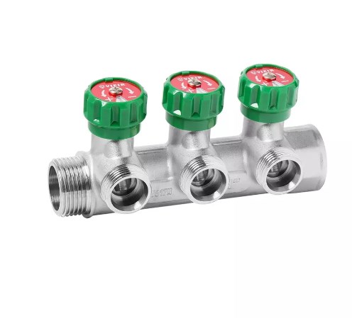 Коллектор латунный с регулирующими вентилями Vieir 1″x3/4″ VR440-3 фото1
