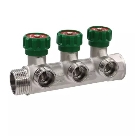 Коллектор латунный с регулирующими вентилями Vieir 1″x3/4″ VR440-3 фото2