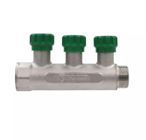 Коллектор латунный с регулирующими вентилями Vieir 1″x3/4″ VR440-3 фото3