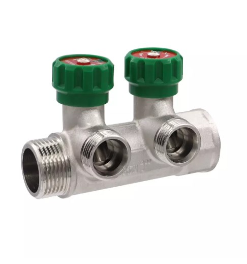 Коллектор латунный с регулирующими вентилями Vieir 1″x3/4″ VR440-2 фото2