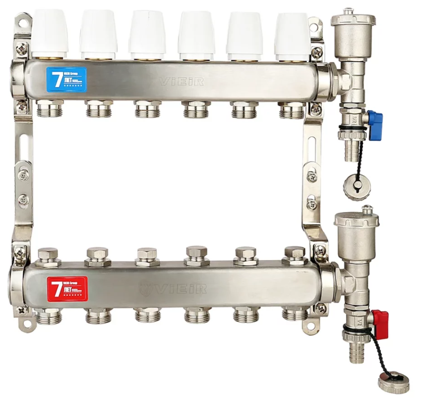 Коллектор из нержавеющей стали без расходомеров VIEIR 1"x3/4" VR115A-04 (4 выхода) фото1