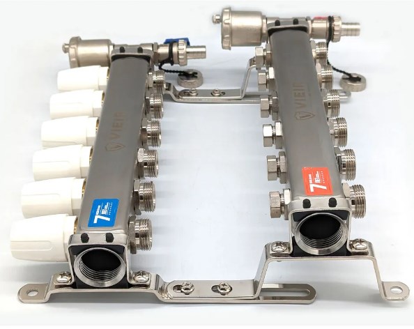 Коллектор из нержавеющей стали без расходомеров VIEIR 1"x3/4" VR115A-04 (4 выхода) фото3