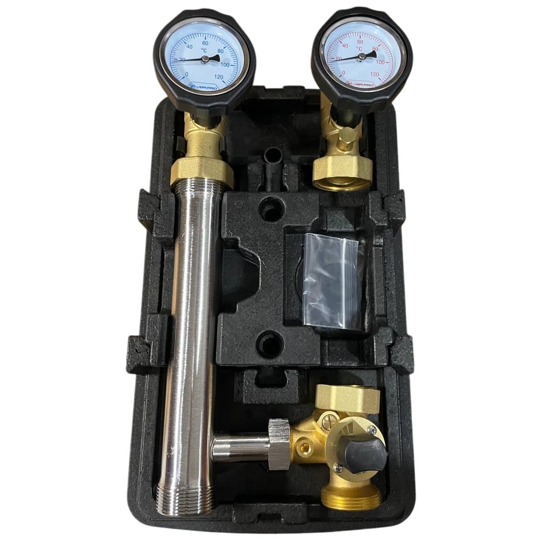 Насосная группа с трехходовым смесительным клапаном из нержавеющей стали 1" VIEIR VER-PRO без насоса (VP230A) фото1