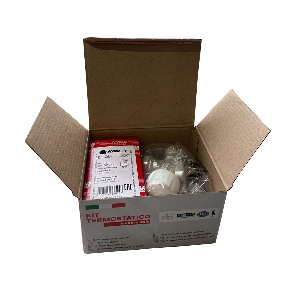 Термоcтатический комплект радиаторных кранов ICMA 1/2" осевой (с термоголовкой) фото2