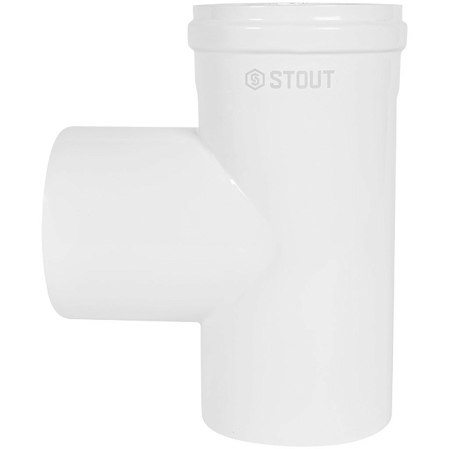 Конденсатоотводчик Т-образный традиц. коакс. D60(п-м)/100(п-м) STOUT с заглушкой и патрубком (SCR-6010-000021) фото1