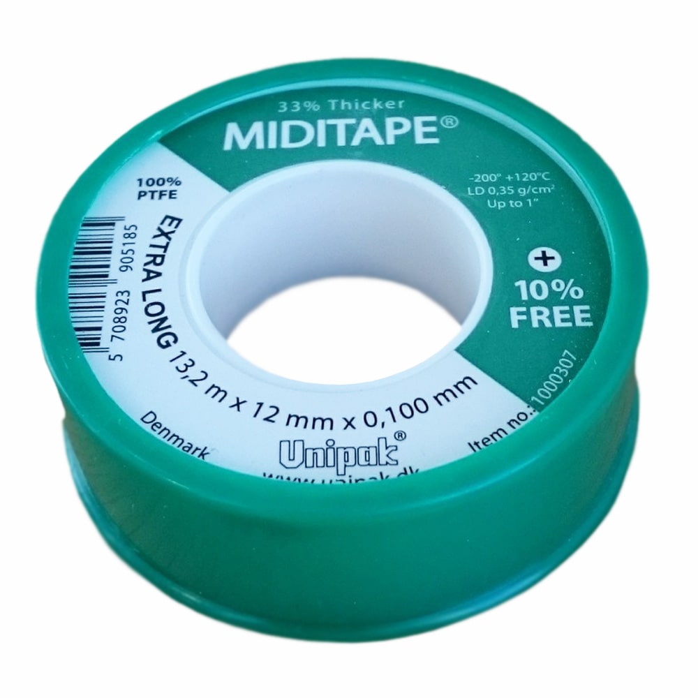 Тефлоновая фум-лента MIDITAPE 13,2 м х 12 мм х 0,1 мм, Unipak фото1