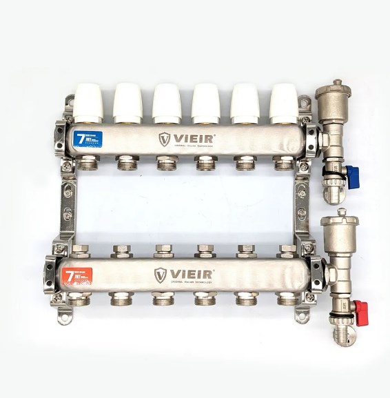 Коллектор из нержавеющей стали без расходомеров VIEIR 1"x3/4" VR115A-06 (6 выходов) фото2