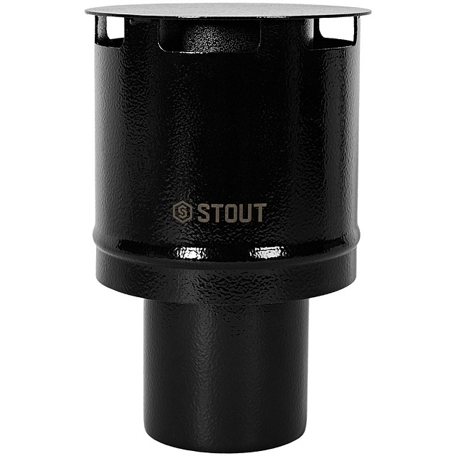 Оголовок вертикальный с ветрозащитой сварной традиц. D80(п) ЧЕРНЫЙ узкий STOUT (SCR-0080-800011) фото1