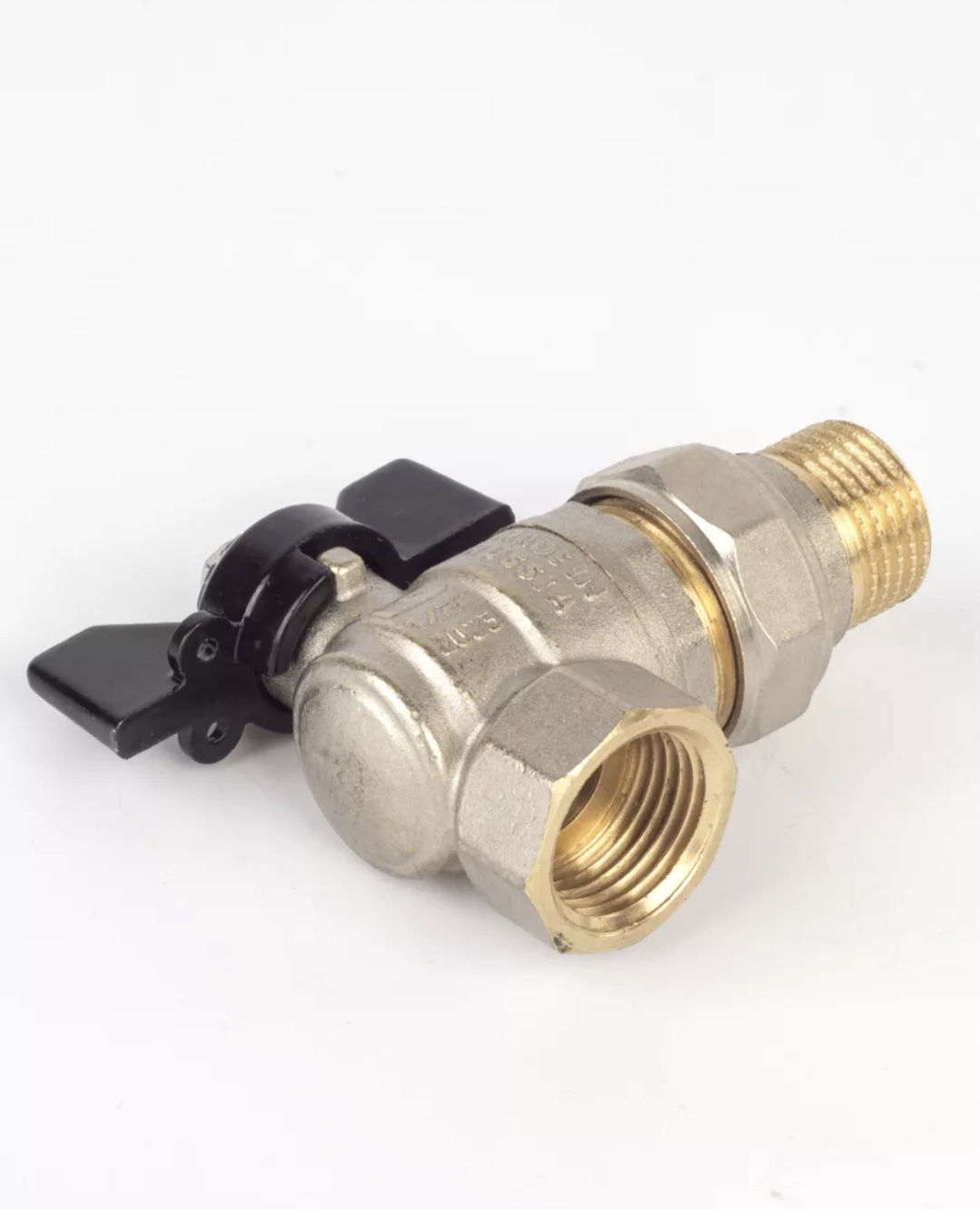 Кран шаровый угловой с американкой 1" нар.-вн. бабочка (со сгоном) PN 40 LD (LD 47.206.25) фото4