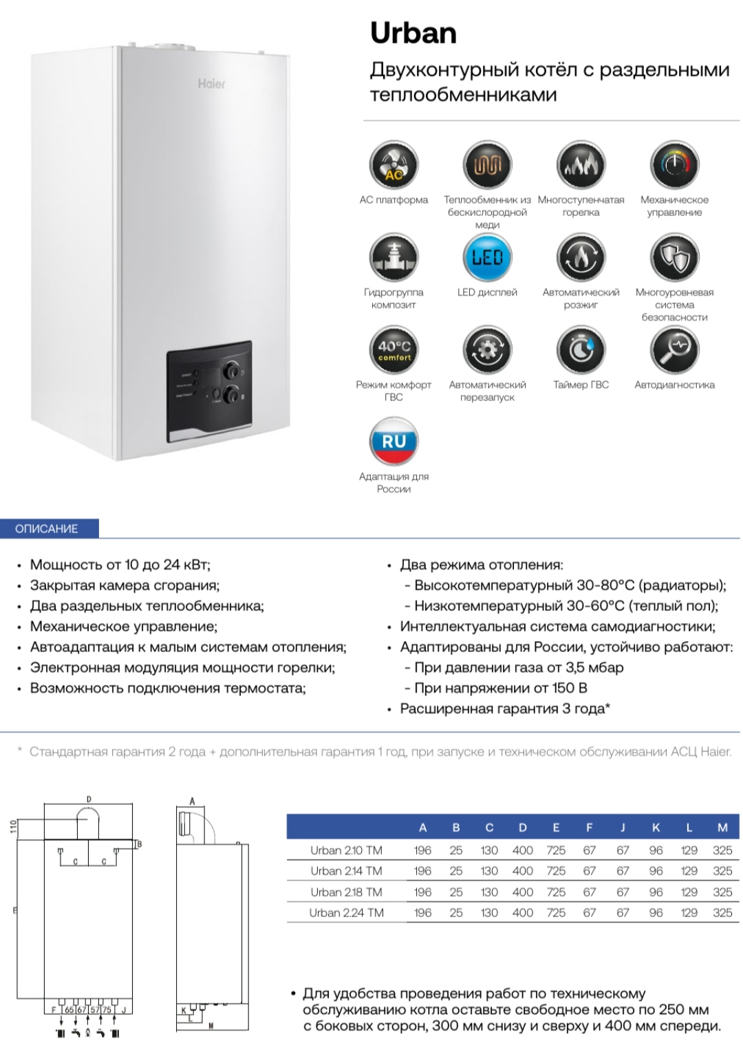 Настенный газовый котел Haier Urban 2.24 TM фото11
