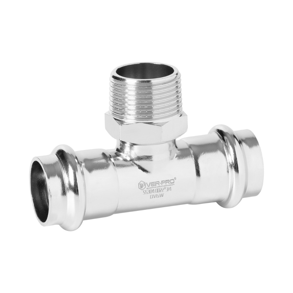 Тройник с переходом на НР из нержавеющей стали VIEIR VER-PRO 28×3/4"×28 VPTM28428 фото1