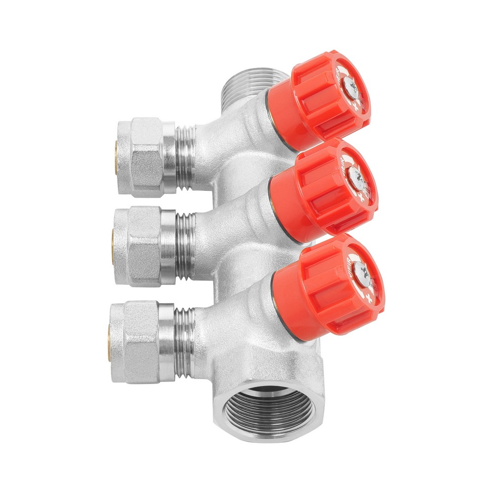 Коллектор регулирующий с вентилями и цангами VIEIR 3/4″x16 VR503 (ЕК) 3 выхода фото3