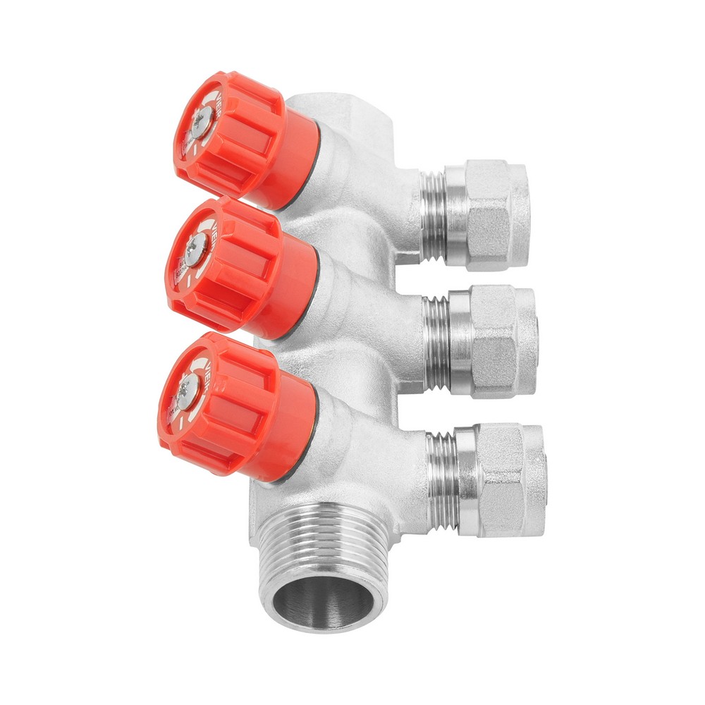 Коллектор регулирующий с вентилями и цангами VIEIR 3/4″x16 VR503 (ЕК) 3 выхода фото4