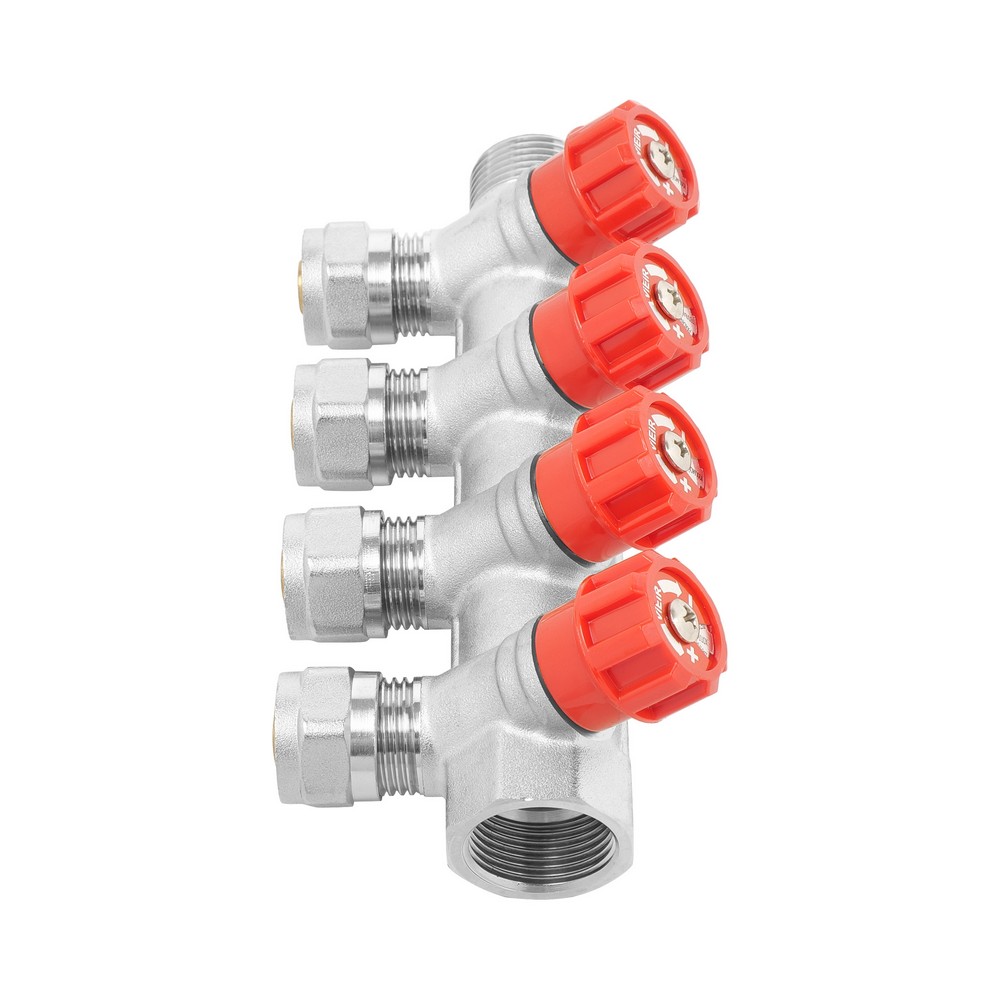 Коллектор регулирующий с вентилями и цангами VIEIR 3/4″x16 VR504 (ЕК) 4 выхода фото3